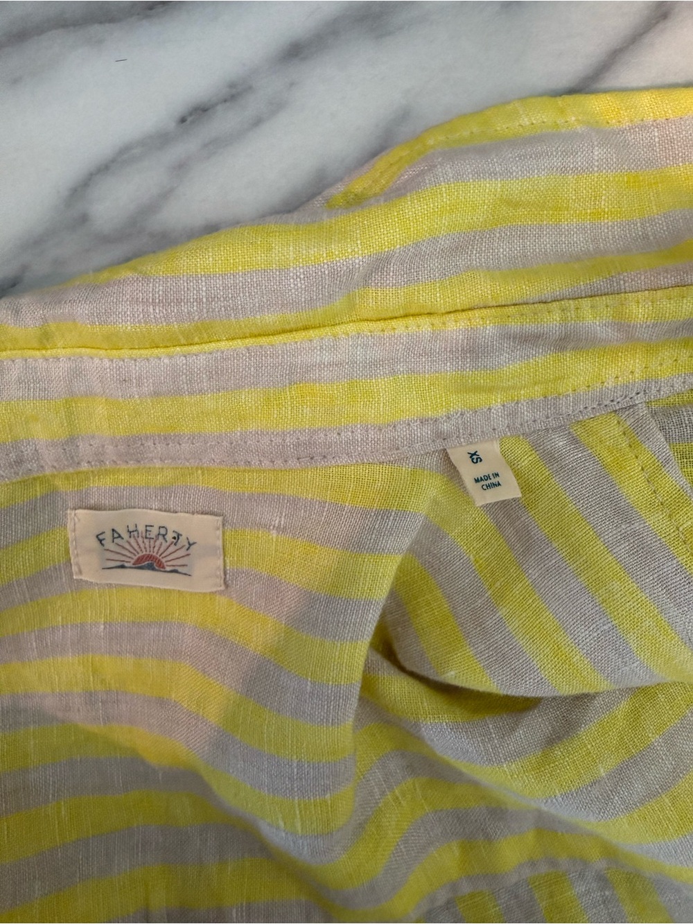 Faherty Laguna Linen Relaxed Shirt - Golden Kiwi Lucy Stripe - Picture 6 of 13